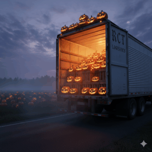 Temperature-controlled truck for Halloween supply chain candy transport